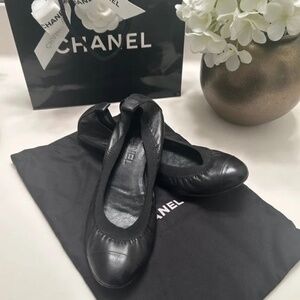 Authentic Black Chanel Lambskin Ballet Flats